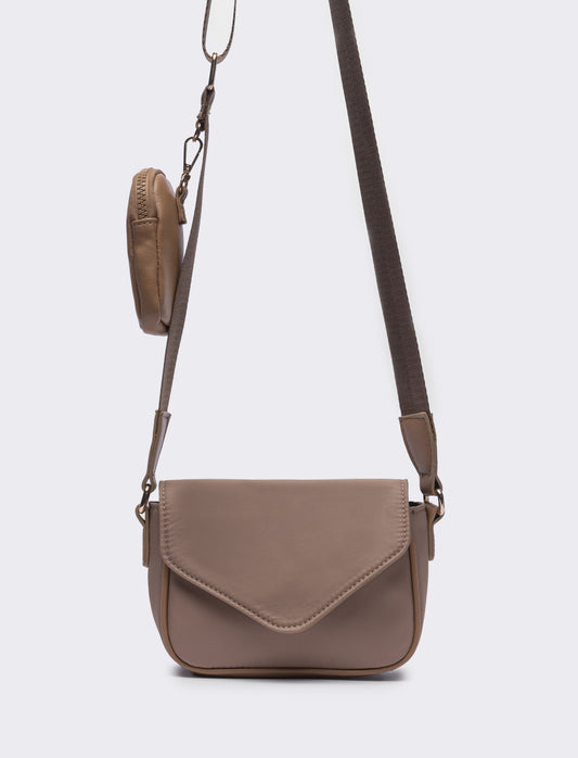 Borsetta donna tracolla in nylon con portamonete l17/h11/p6cm - Beige