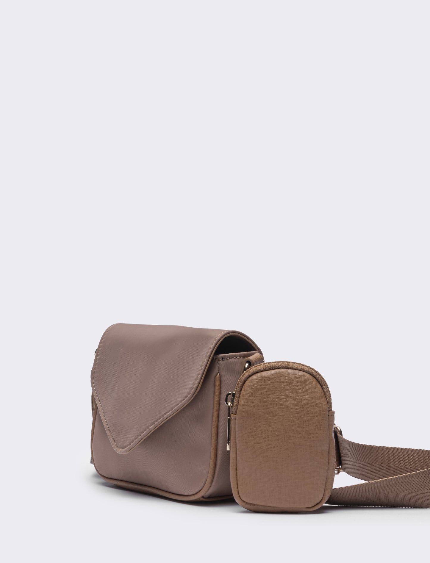 Borsetta donna tracolla in nylon con portamonete l17/h11/p6cm - Beige
