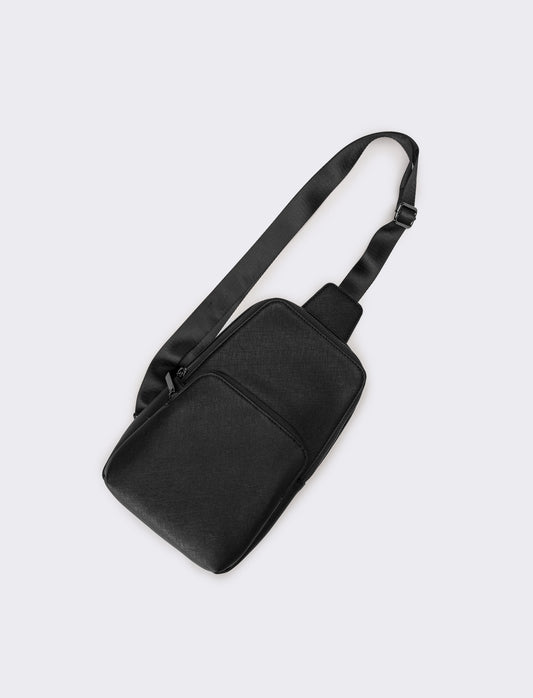 Borsa uomo monospalla in saffiano - Nero