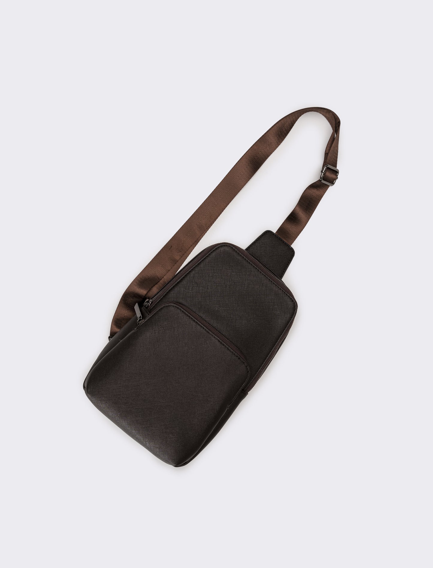 Borsa uomo monospalla in saffiano - Marrone