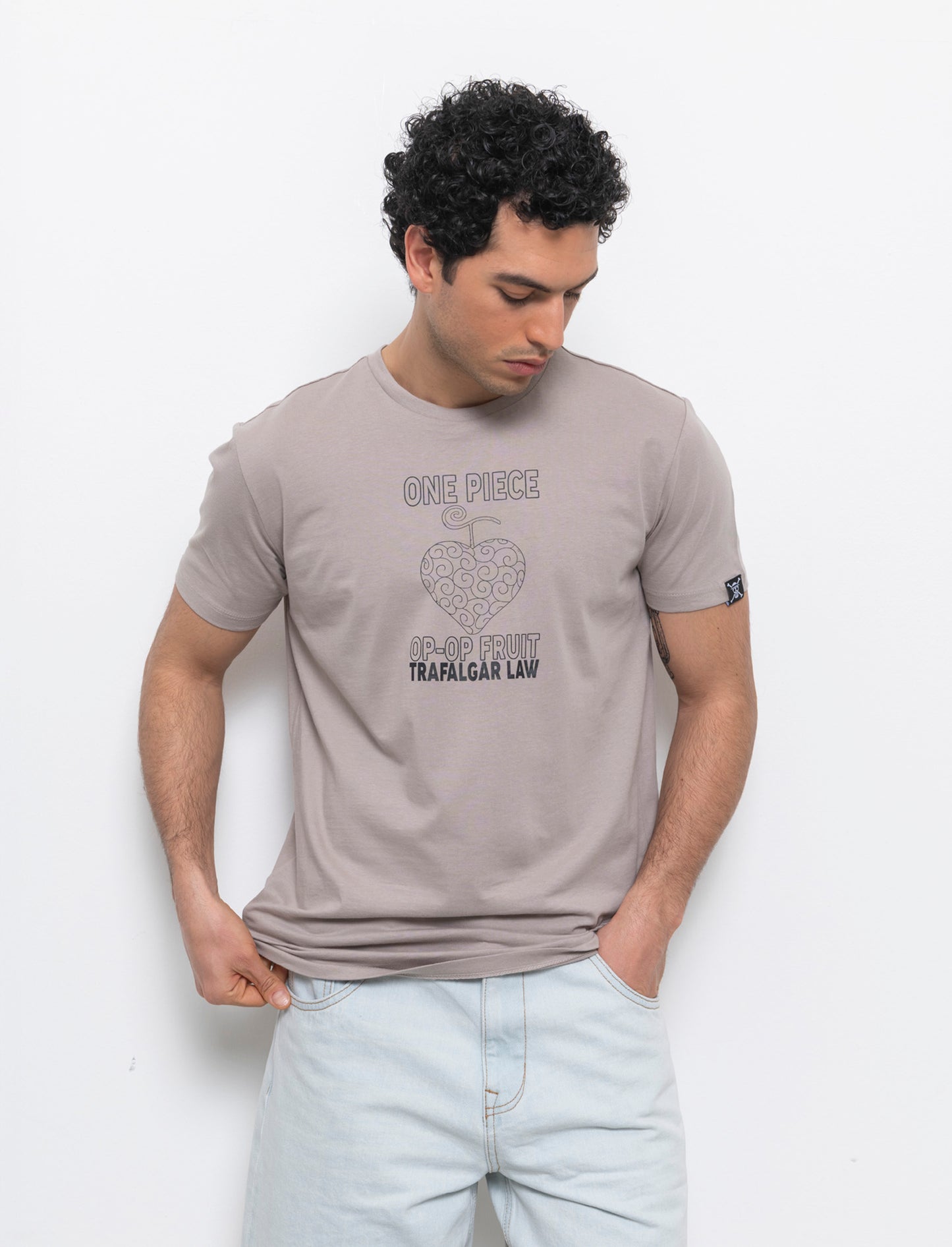 T-shirt stampa one piece da uomo - Grigio
