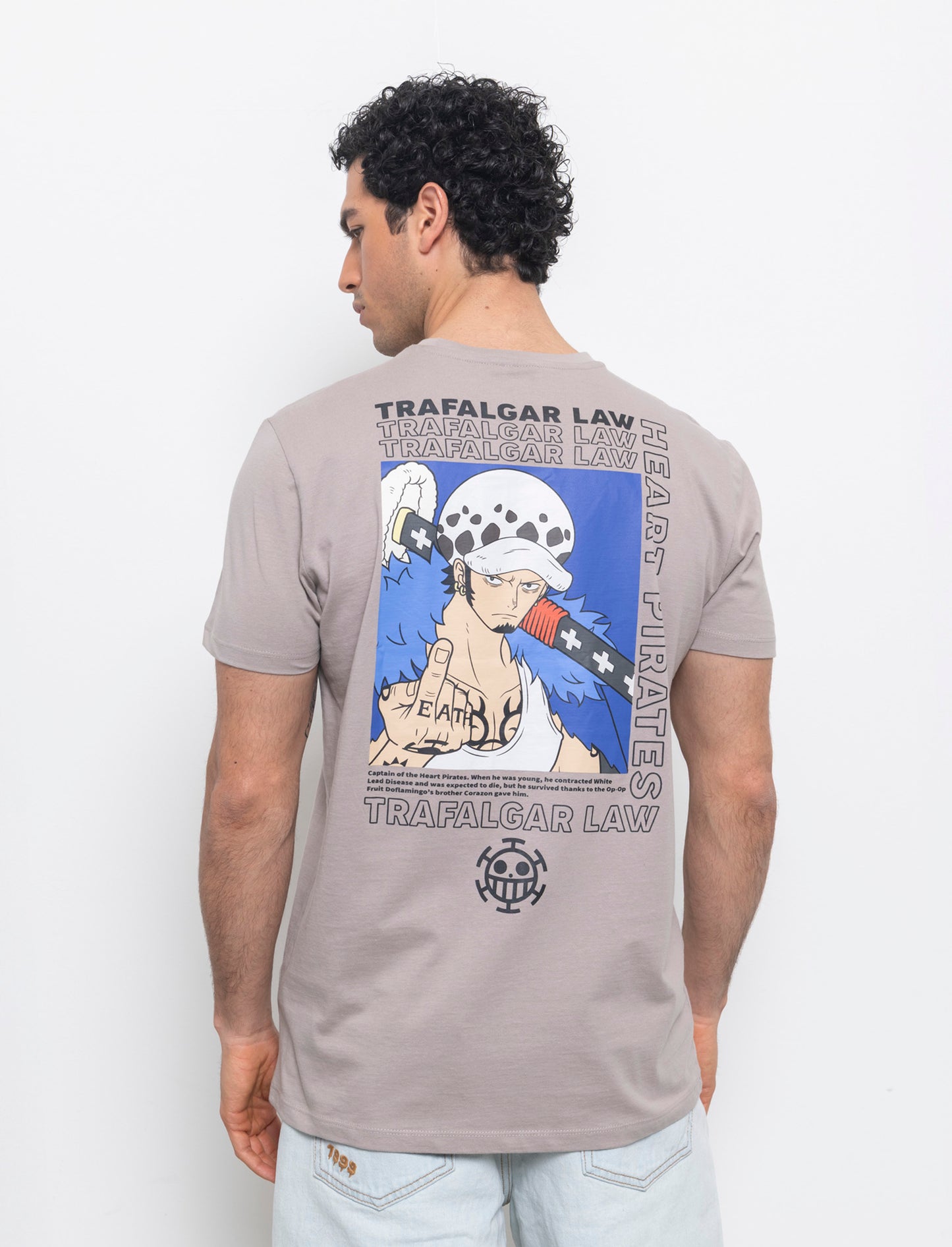 T-shirt stampa one piece da uomo - Grigio