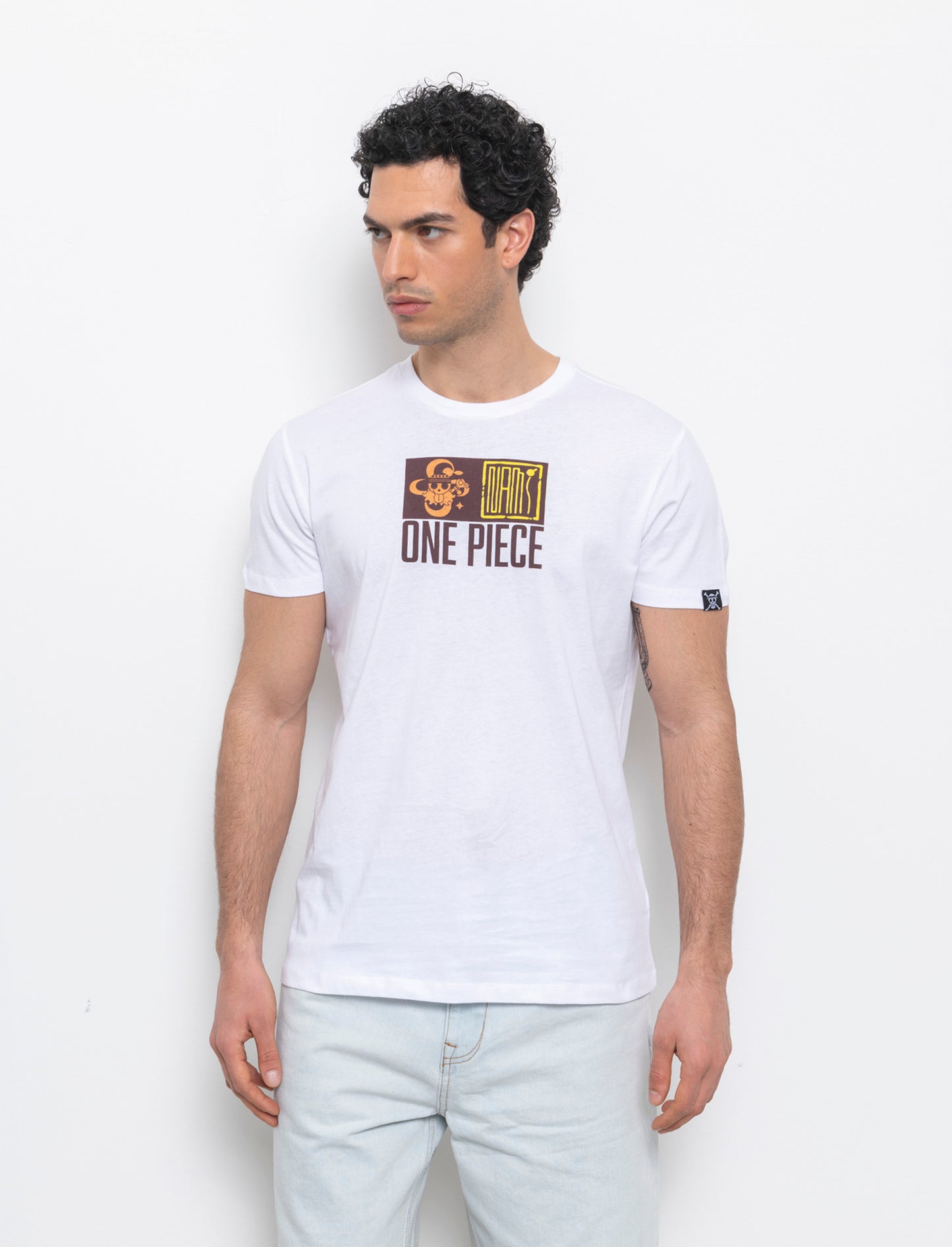 T-shirt stampa one piece da uomo - Bianco