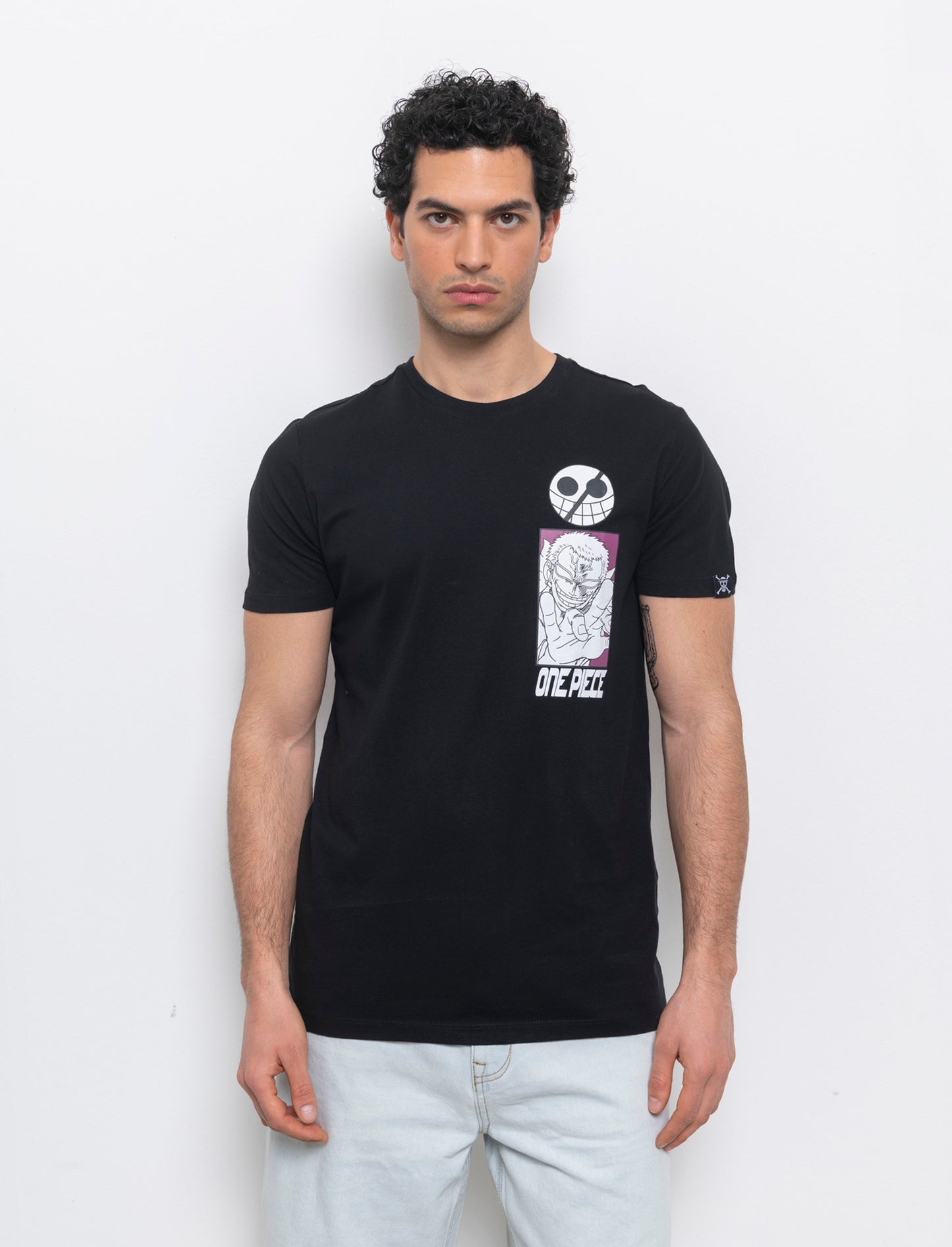 T-shirt stampa one piece da uomo - Nero