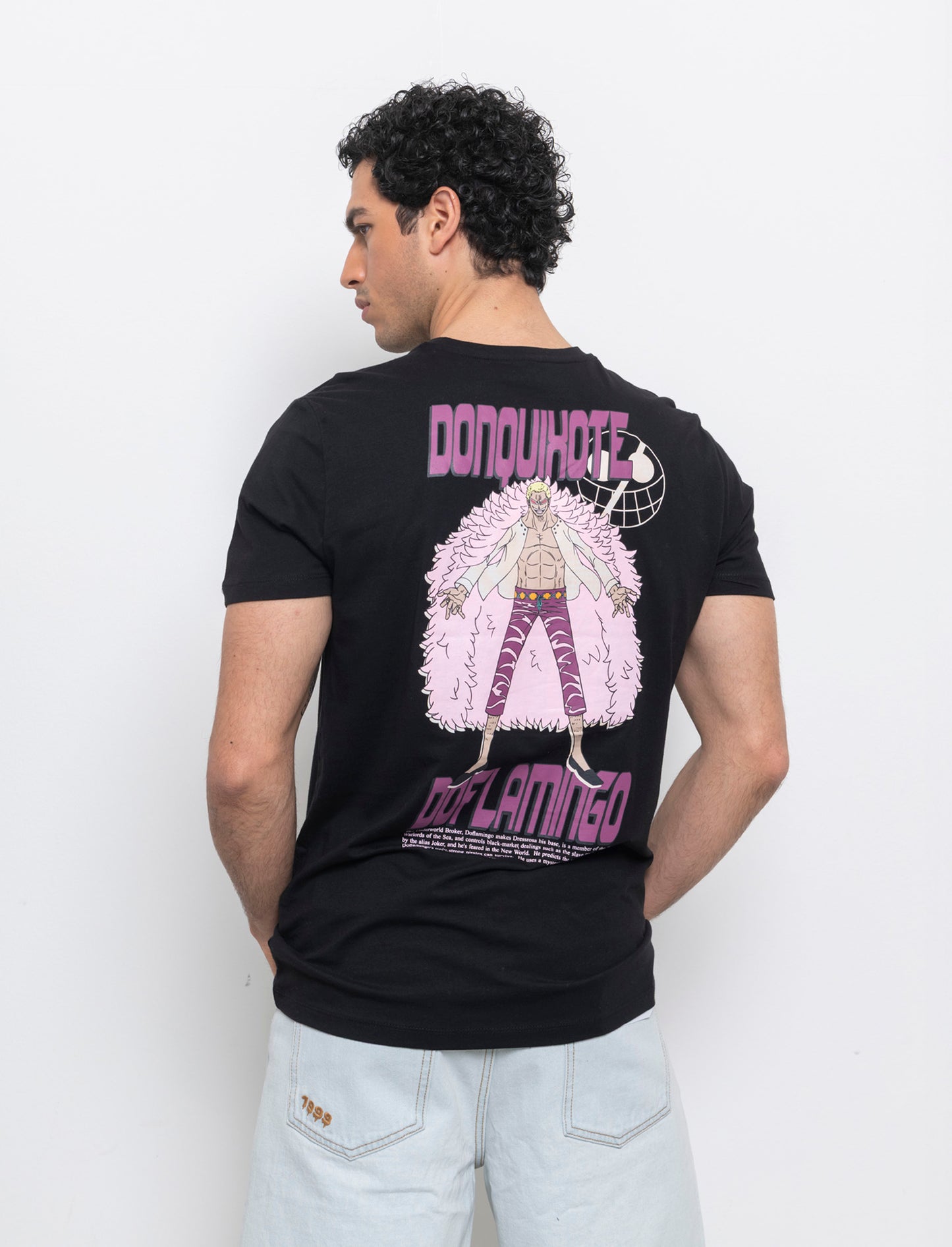 T-shirt stampa one piece da uomo - Nero