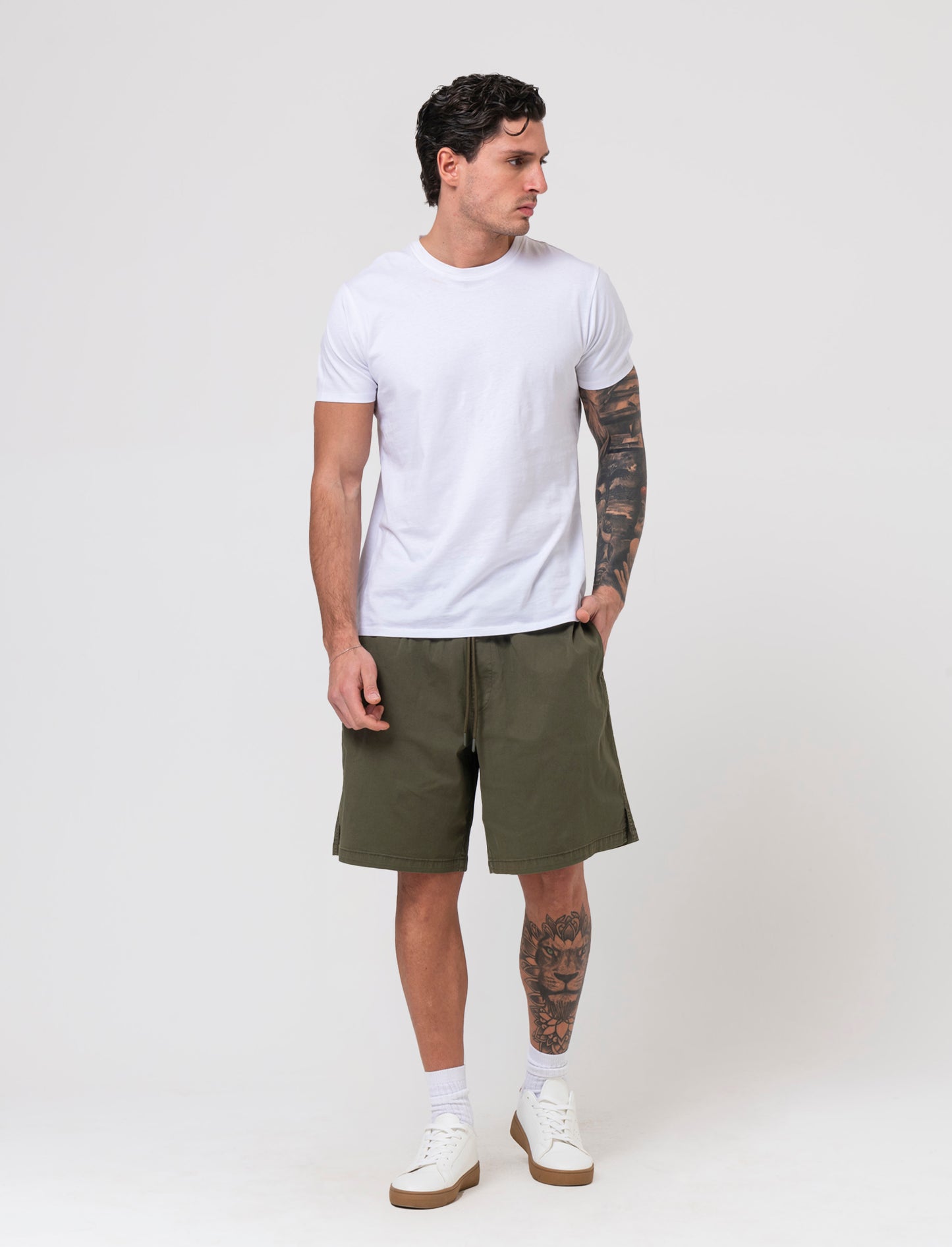 Bermuda baggy wide fit da uomo - Verde oliva