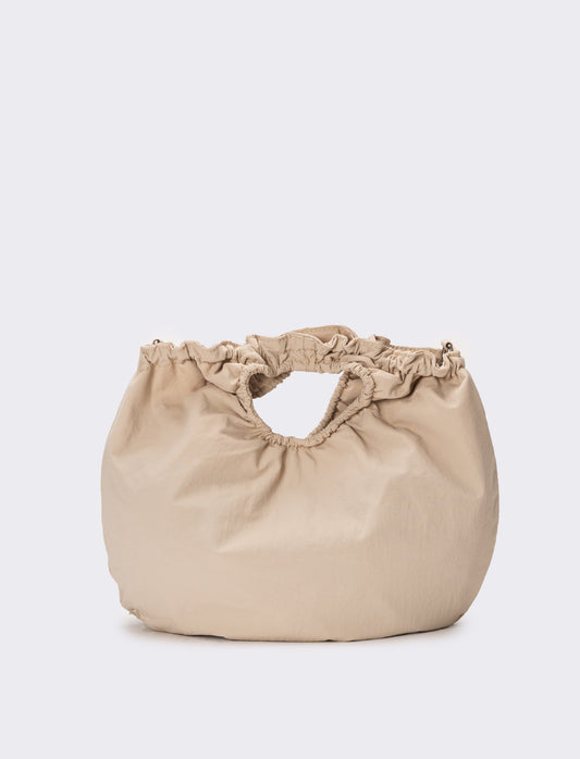 Borsa donna con manico arricciato - Beige