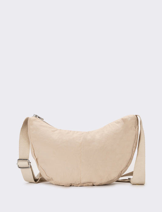 Borsa donna mezzaluna tracolla regolabile - Beige