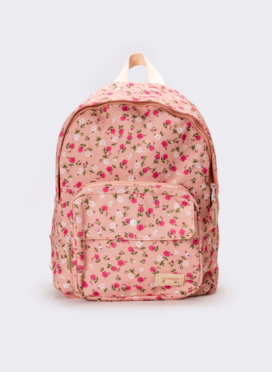 Zaino donna stampa fiori in nylon - Rosa
