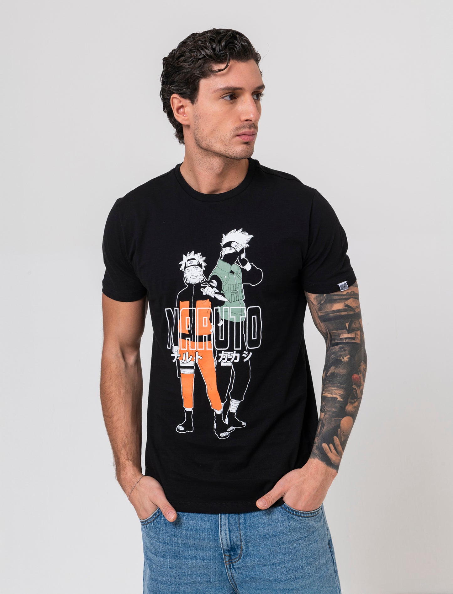T-shirt stampa naruto da uomo - Nero