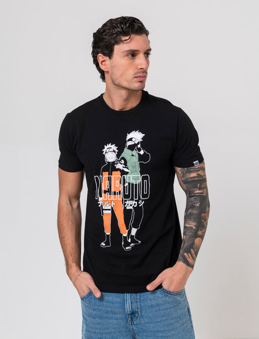 T-shirt stampa naruto da uomo - Nero