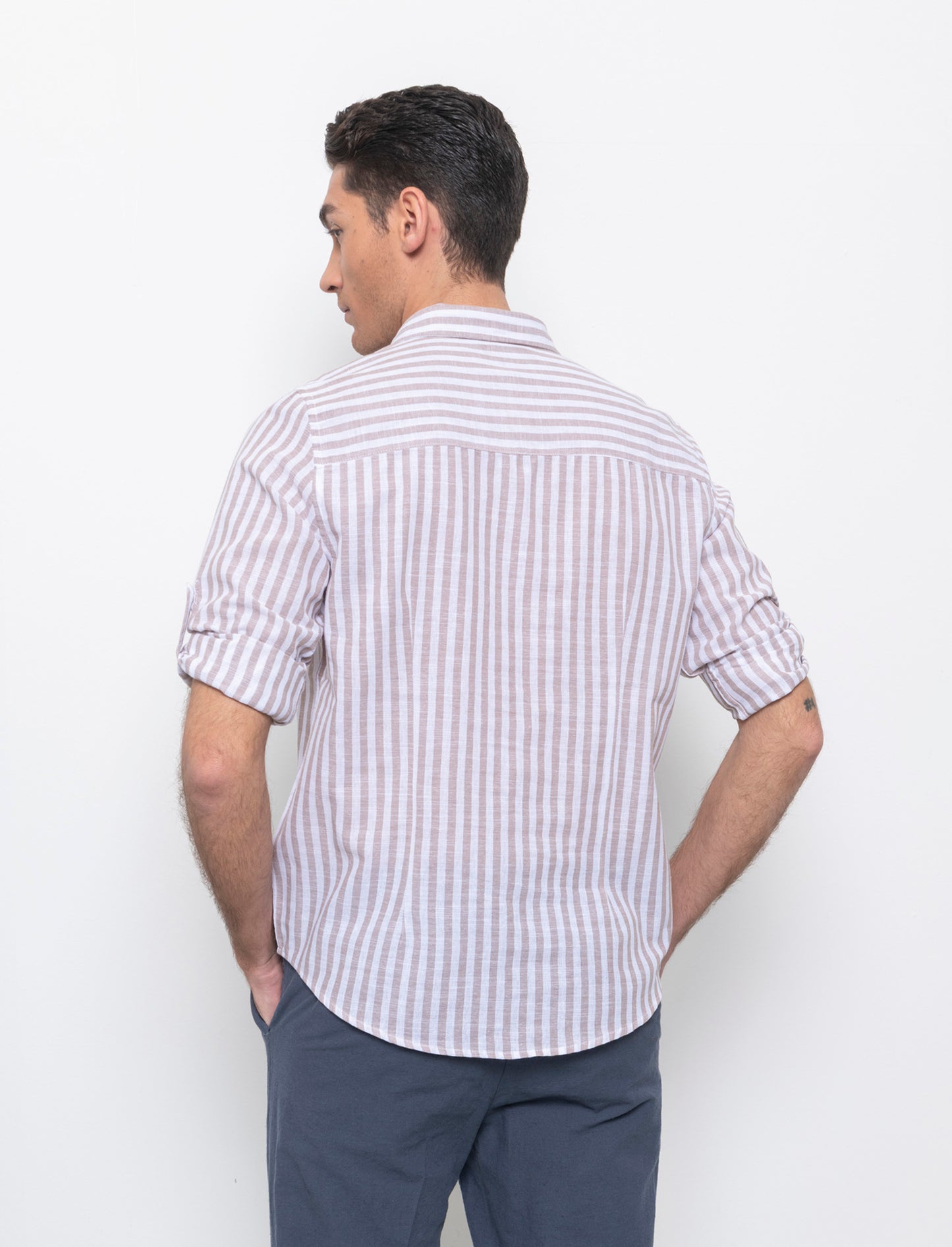 Man's striped shirt for stylish outfits - Grey