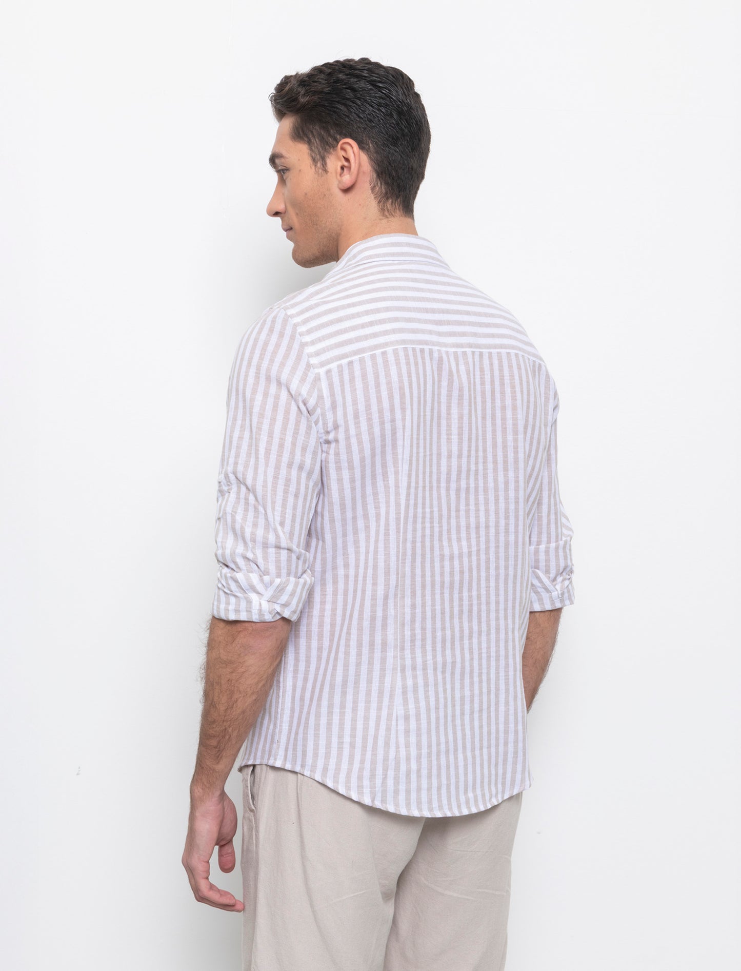 Camicia a righe da uomo - Verde salvia