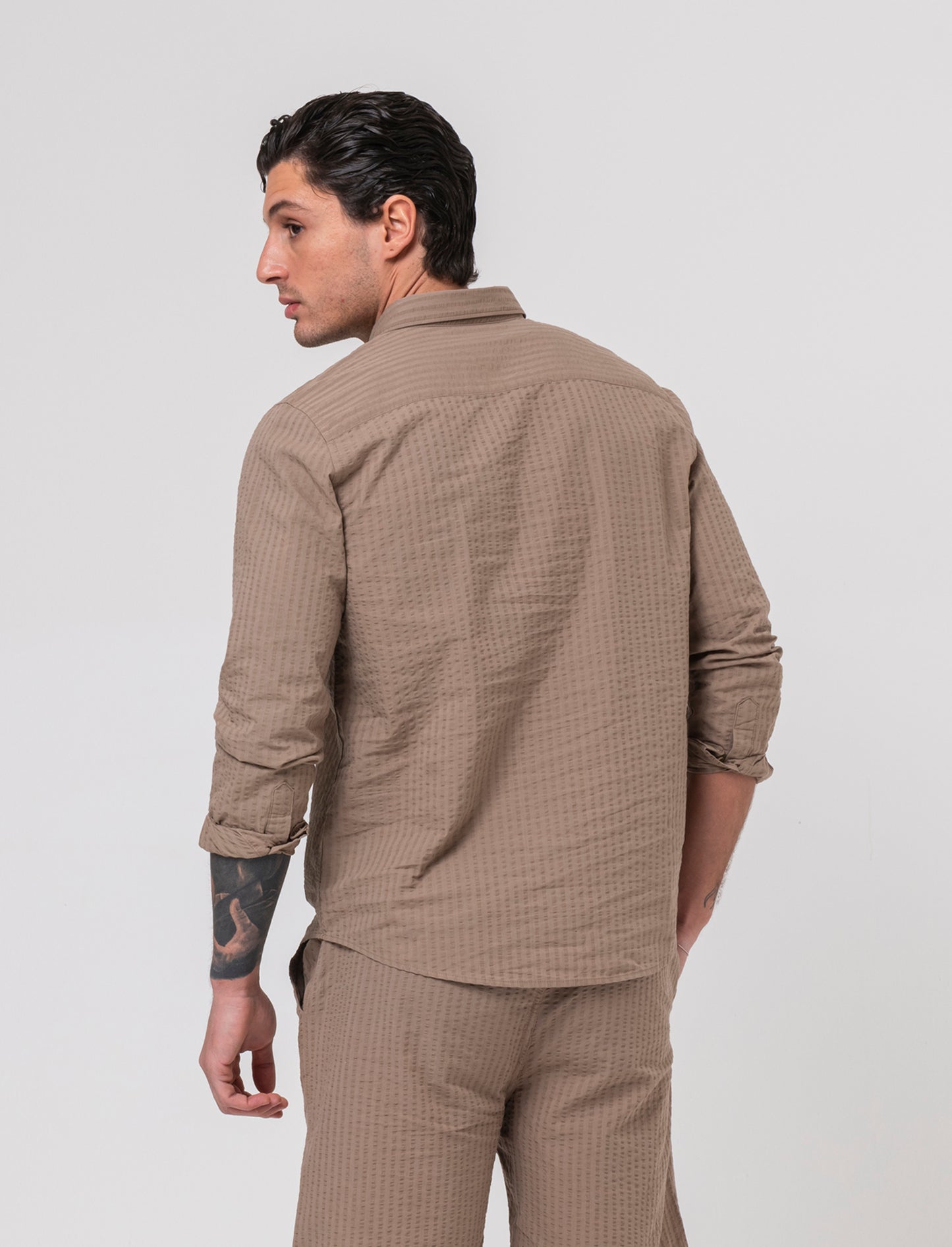 Casacca in tessuto seer sucker da uomo - Grigio tortora