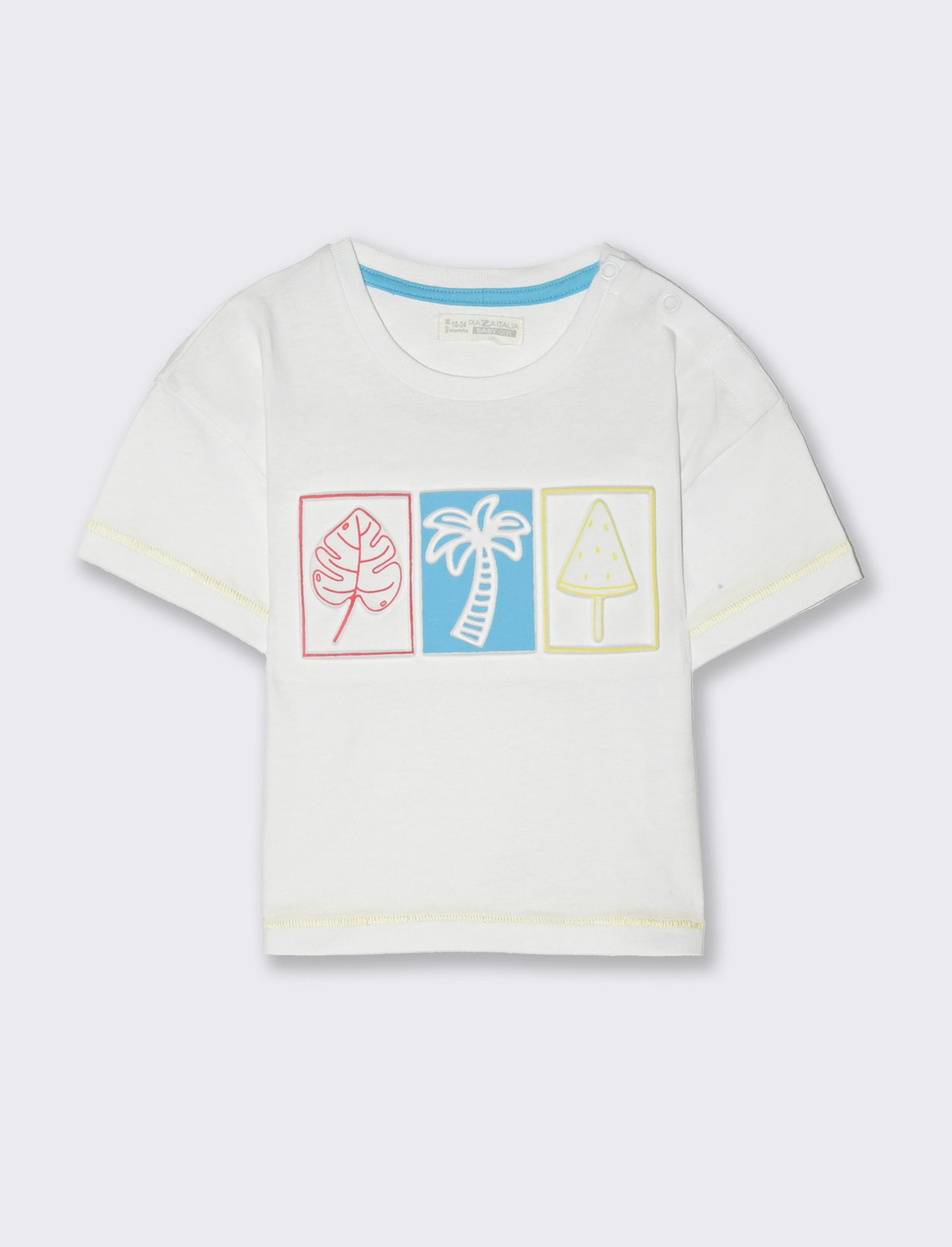 T-shirt girocollo con stampa sfumata da neonato - Bianco