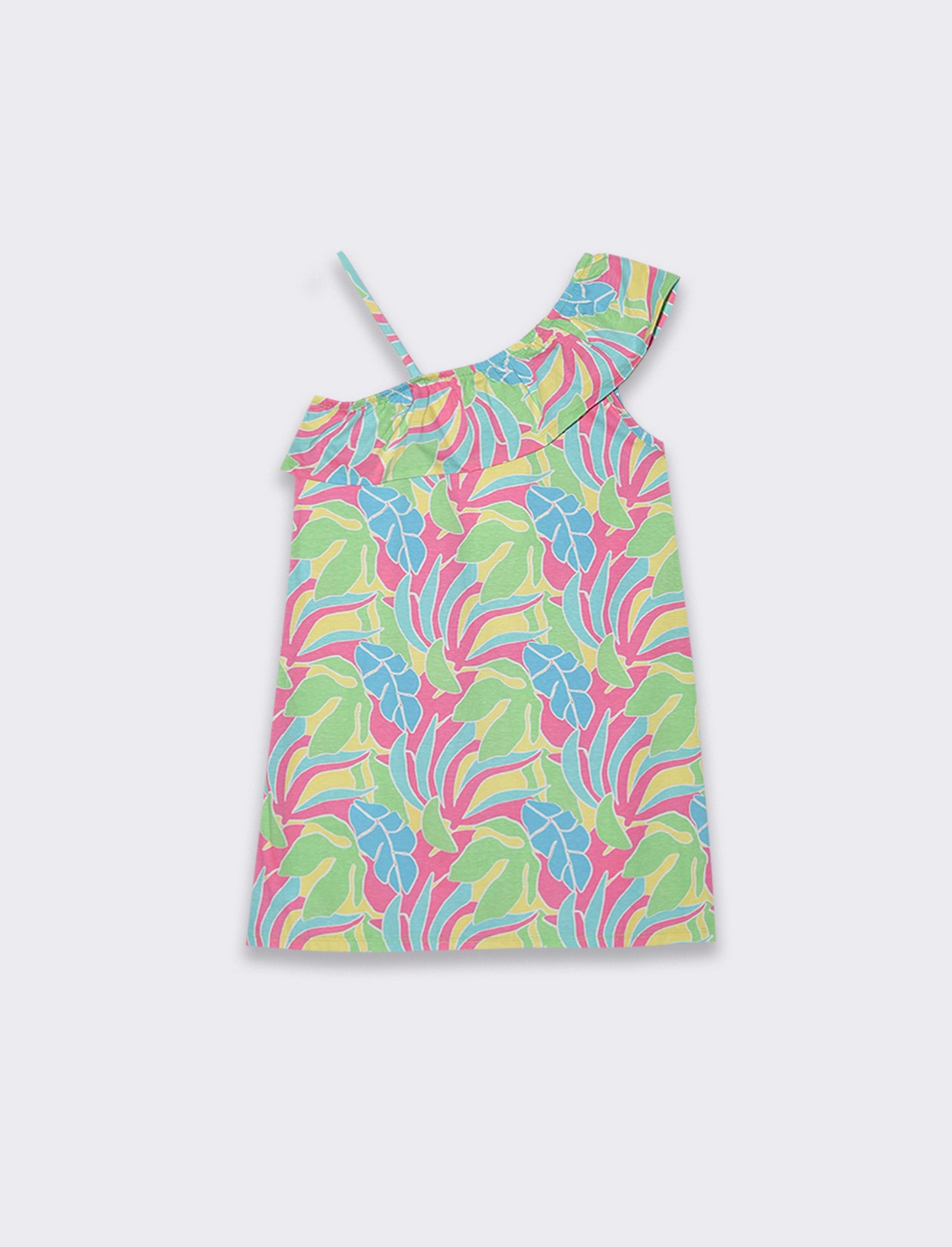 Abito monospalla stampato da bambina - Verde