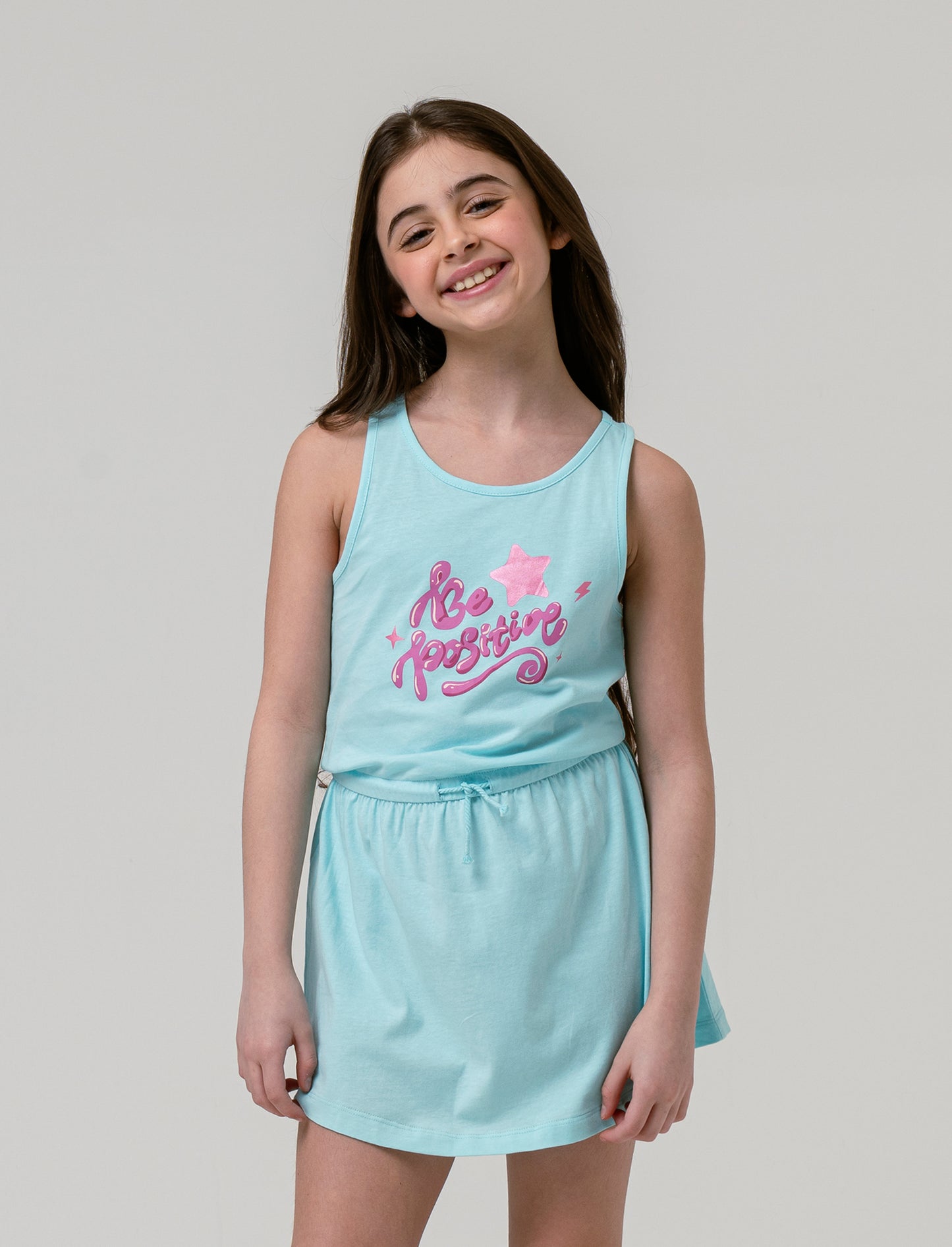 Vestito ampio da bambina - Verde acqua