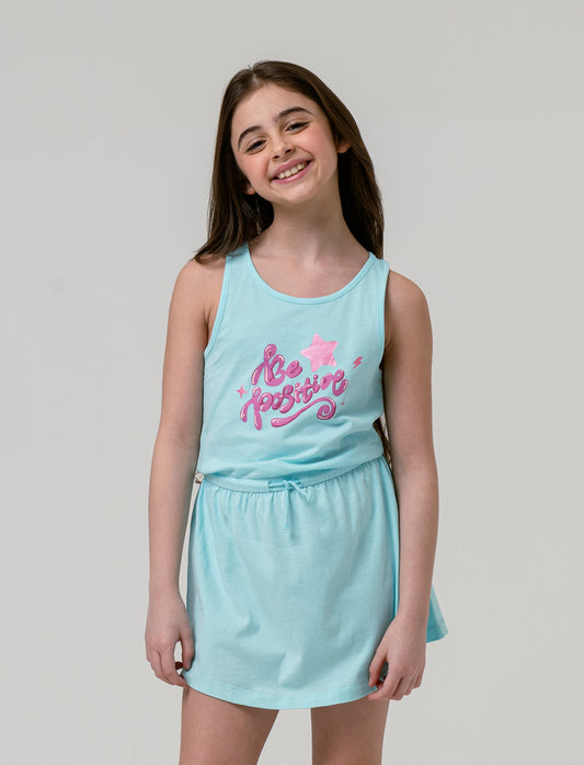 Vestito ampio da bambina - Verde acqua