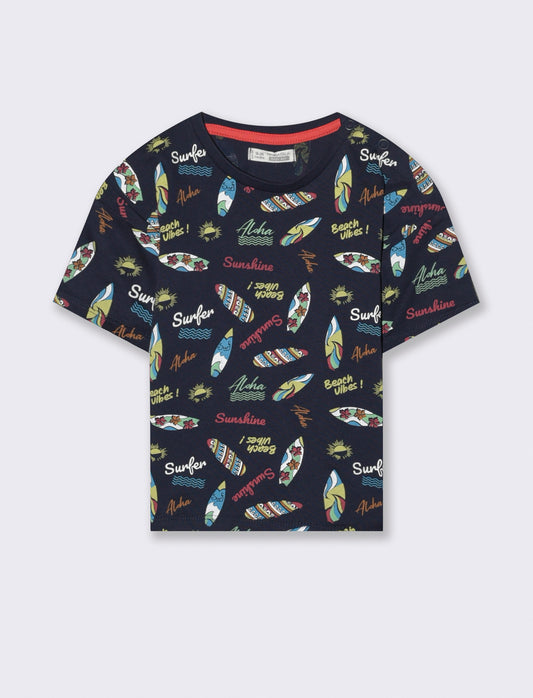 T-shirt mezza manica con stampe da neonato - Fantasia