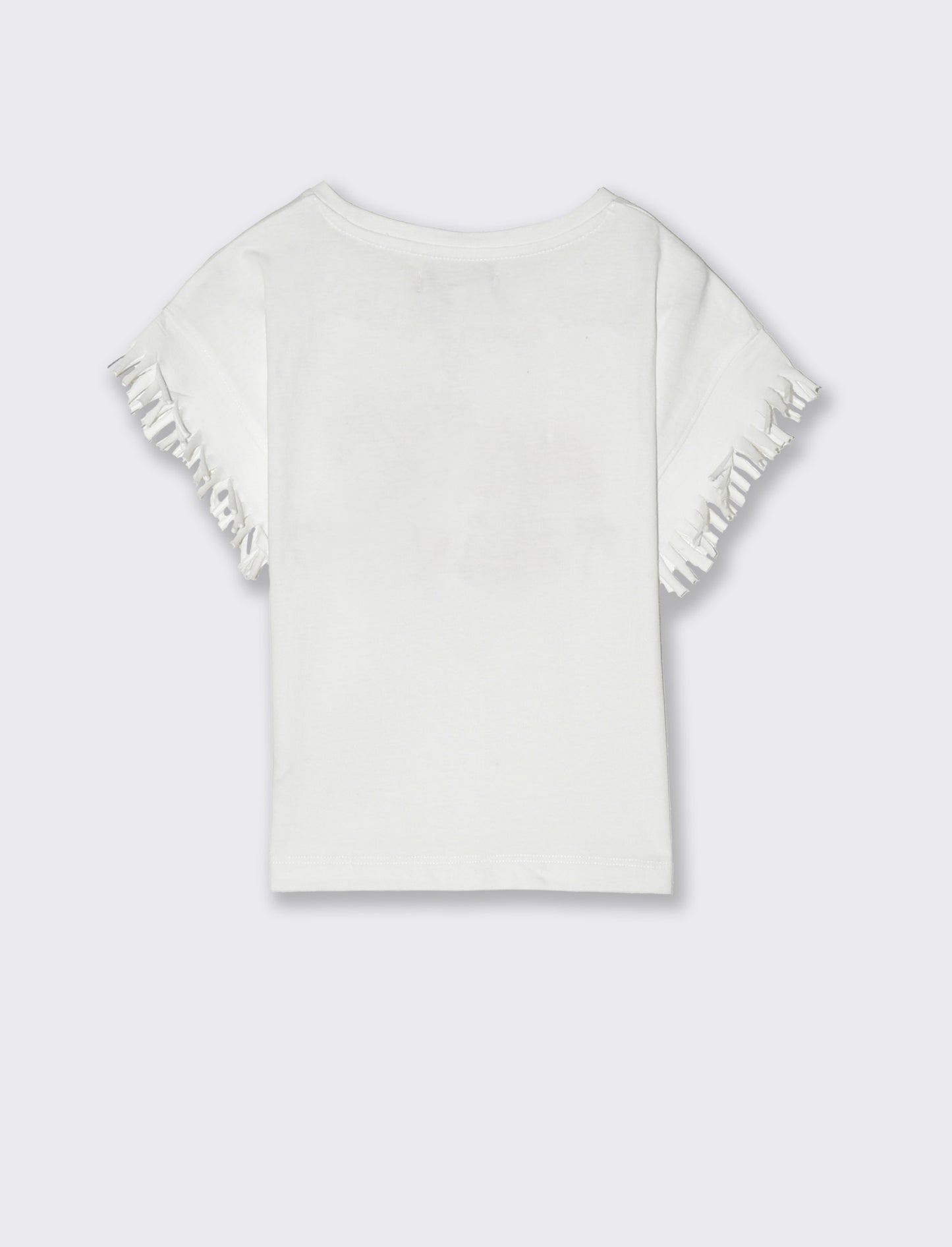 T-shirt mezza manica con frange da bambina - Bianco