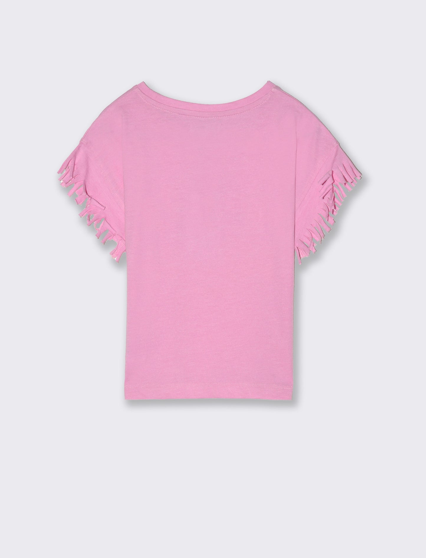 T-shirt mezza manica con frange da bambina - Rosa