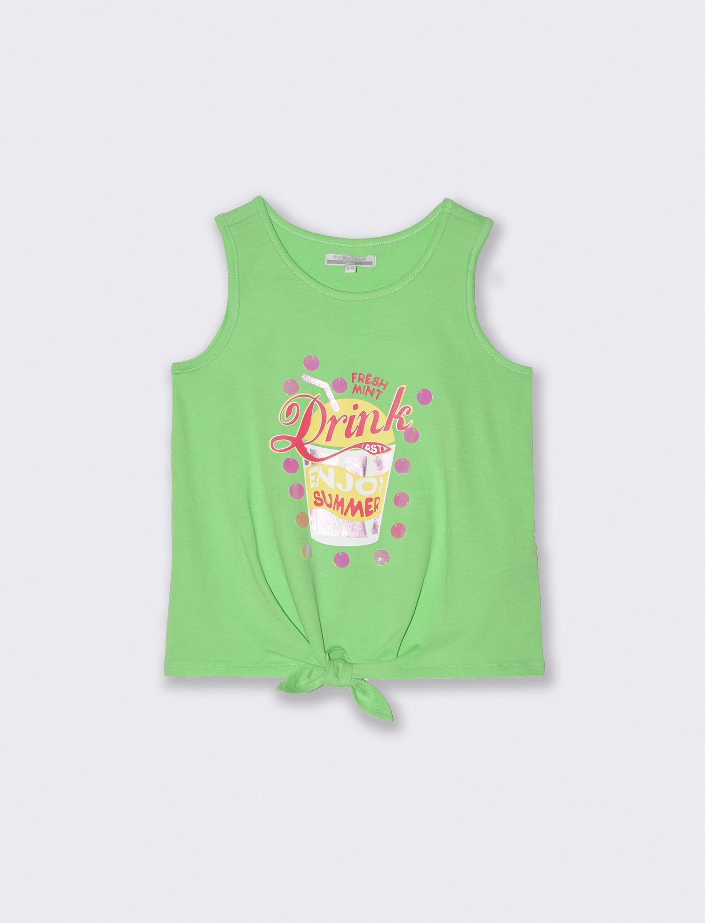 Canotta con bretelline incrociate da bambina - Verde mela