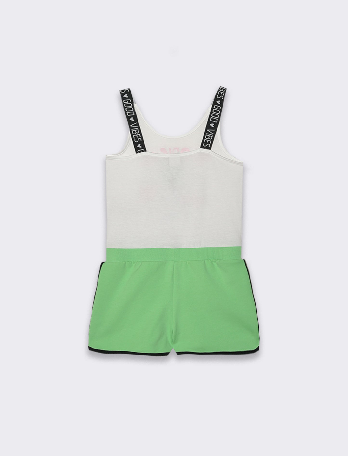 Salopette con bretelline elastiche da bambina - Verde mela