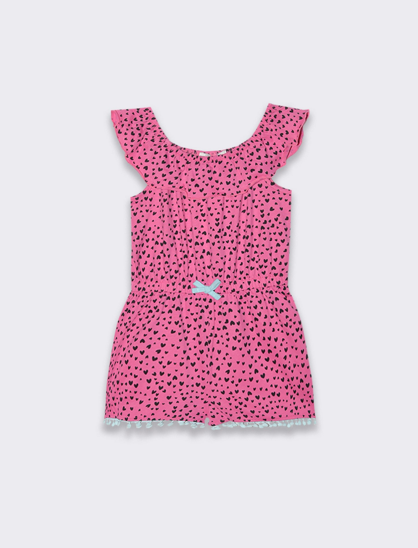 Salopette in jersey stampato da bambina - Rosa