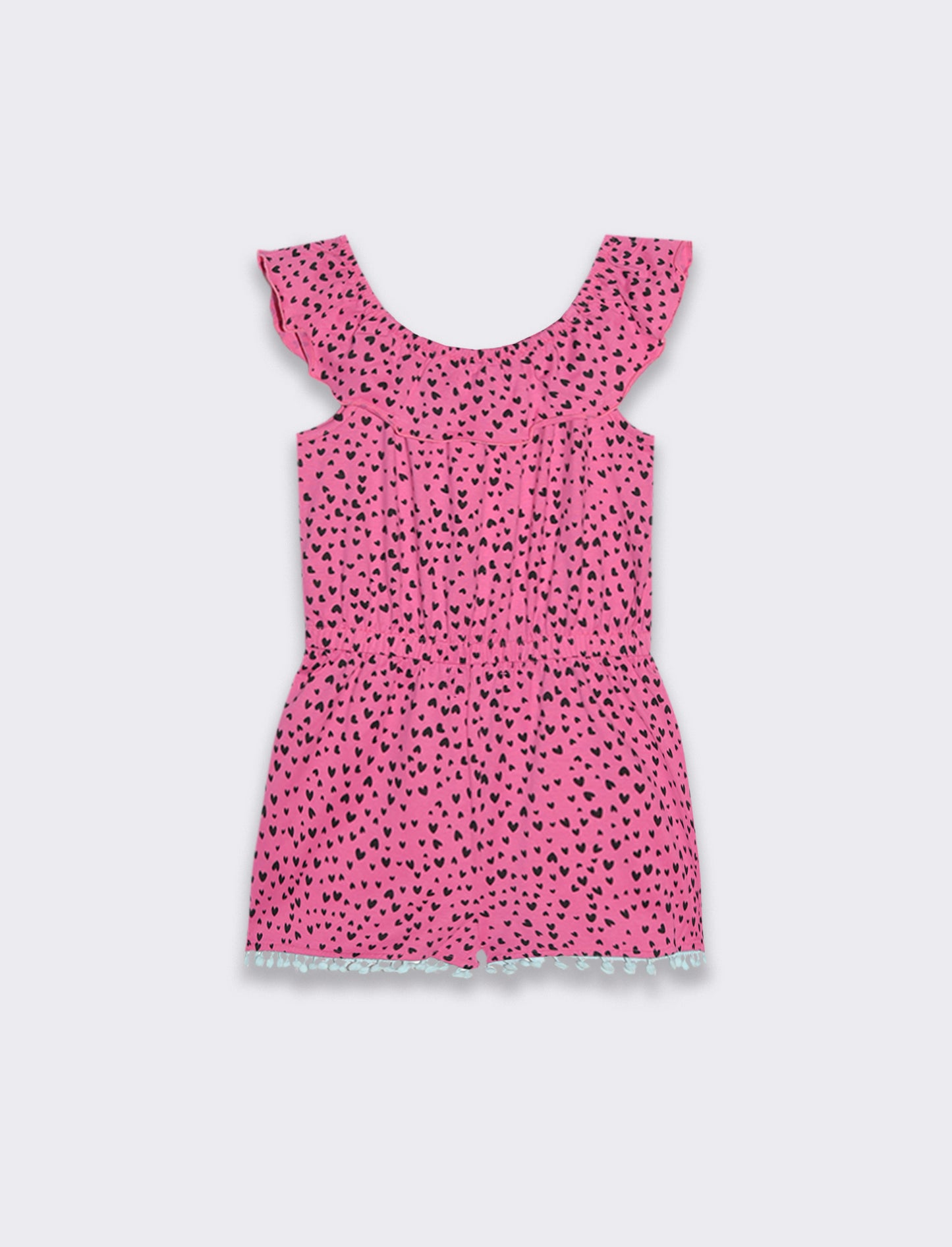 Salopette in jersey stampato da bambina - Rosa