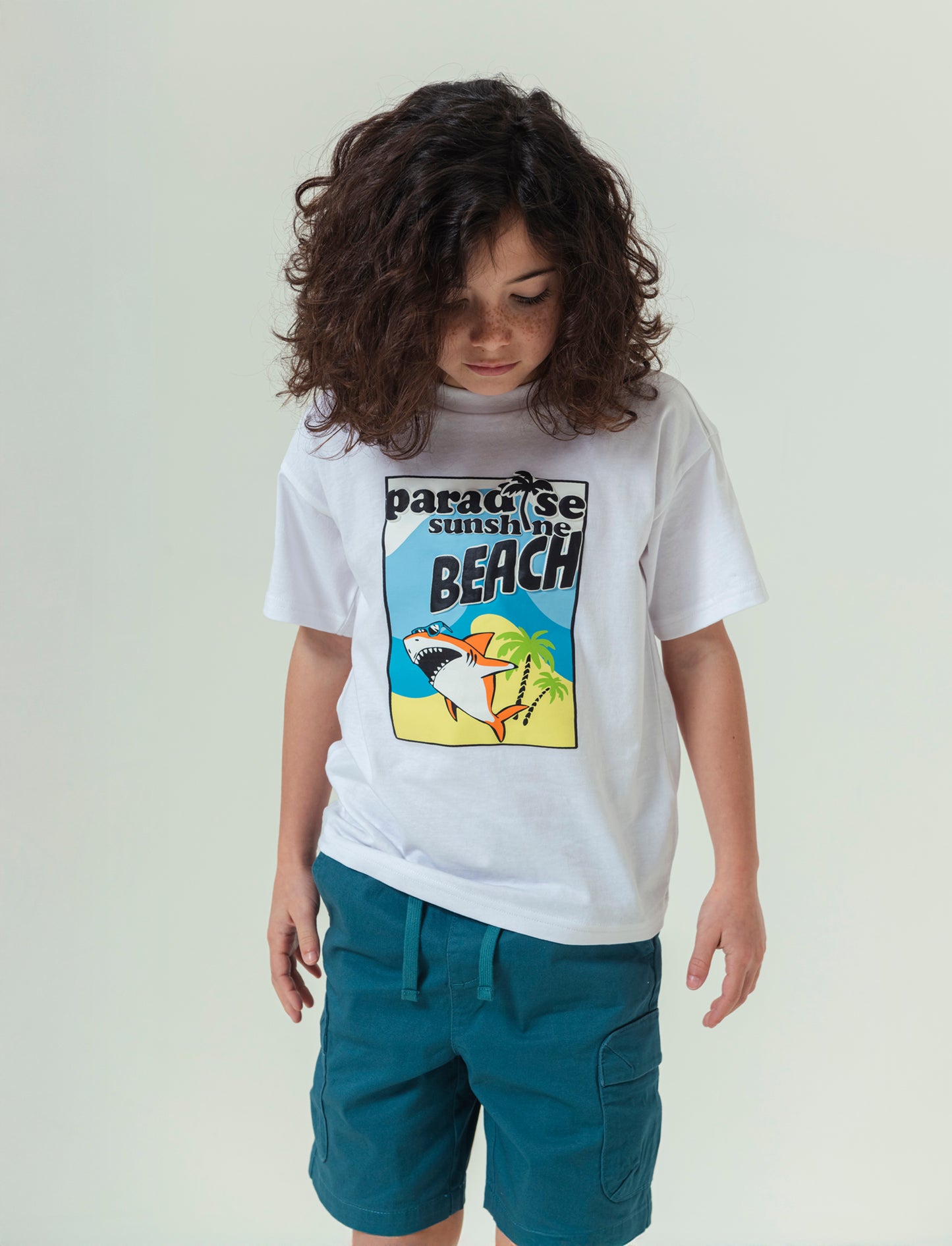 T-shirt squalo da bambino - Bianco