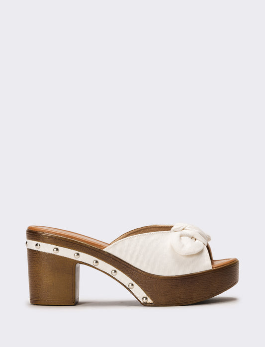 Sabot con fiocco da donna - Bianco