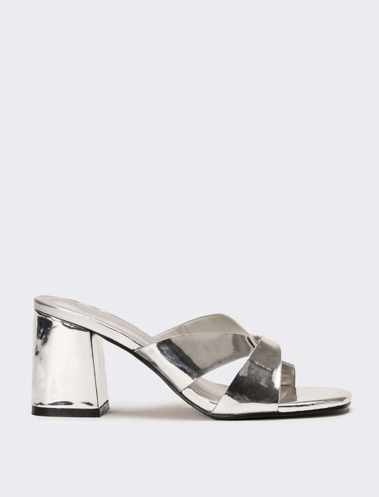 Mule da donna metallizata - Argento