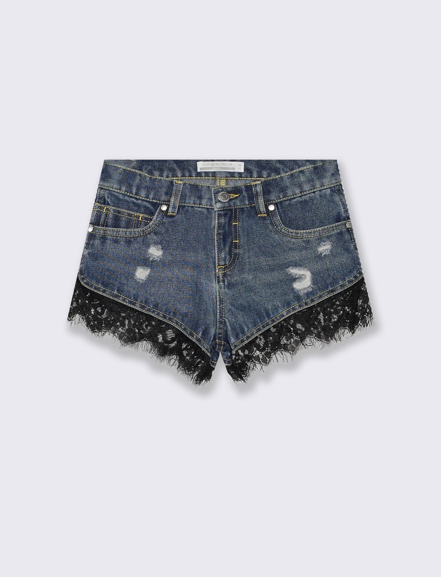 Short con pizzo da bambina - Denim