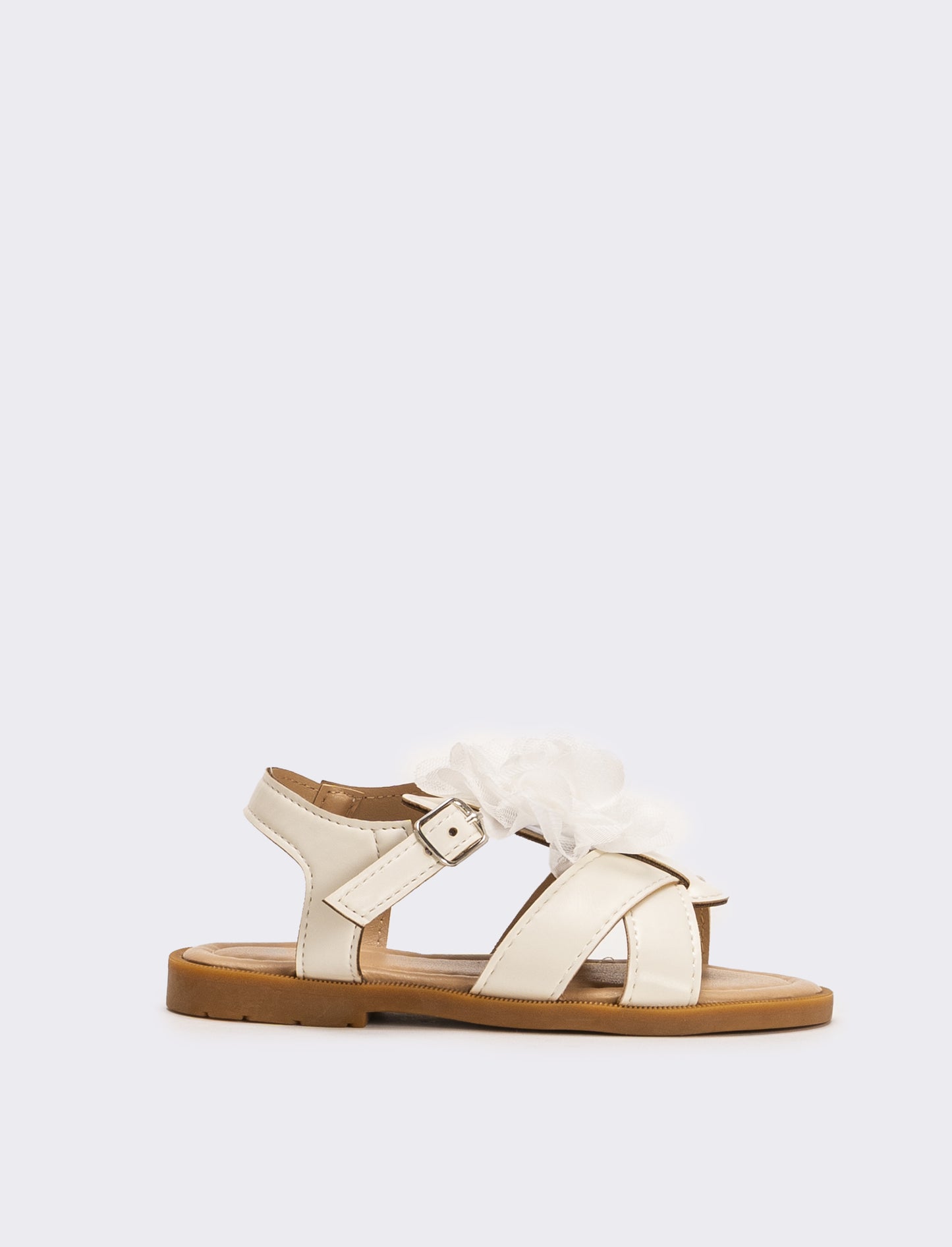 Sandalo da bambina con fiore - Bianco