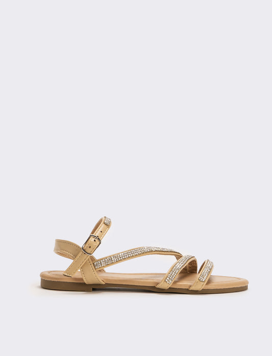 Sandalo da bambina con strass - Beige