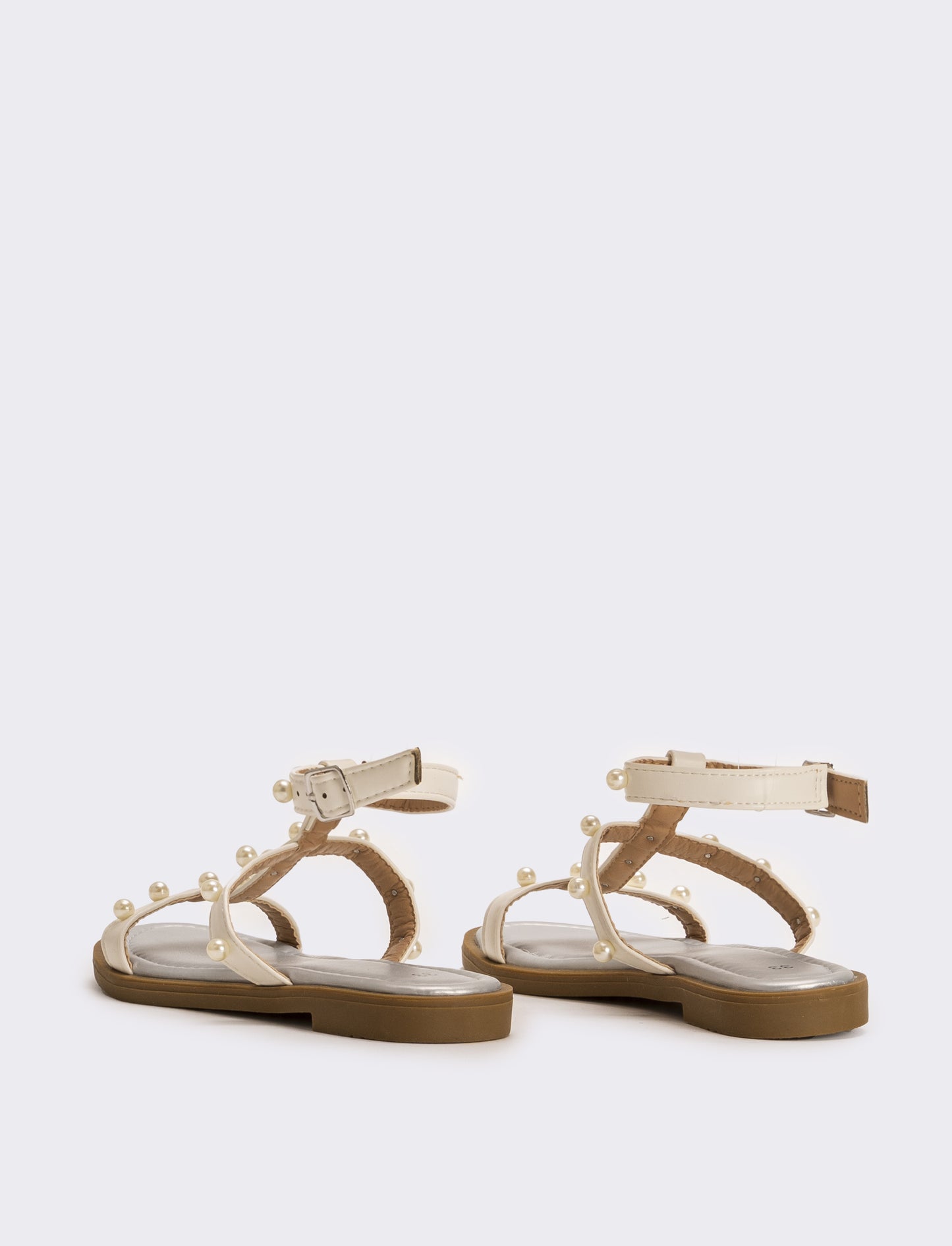 Sandalo da bambina con perle - Bianco