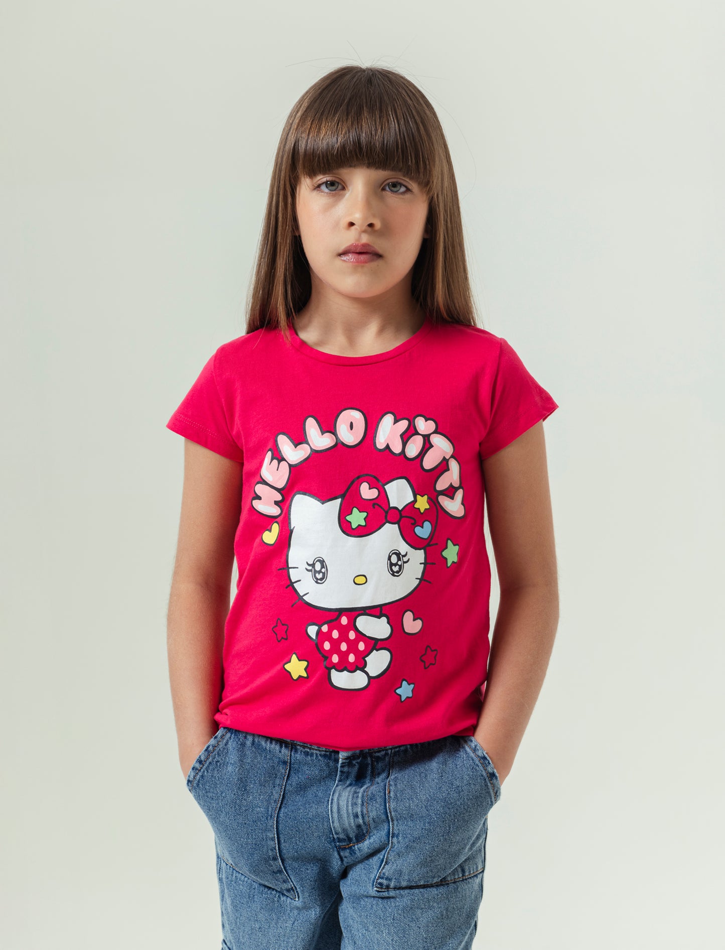 T-shirt Hello Kitty-Kuromi da bambina - Corallo