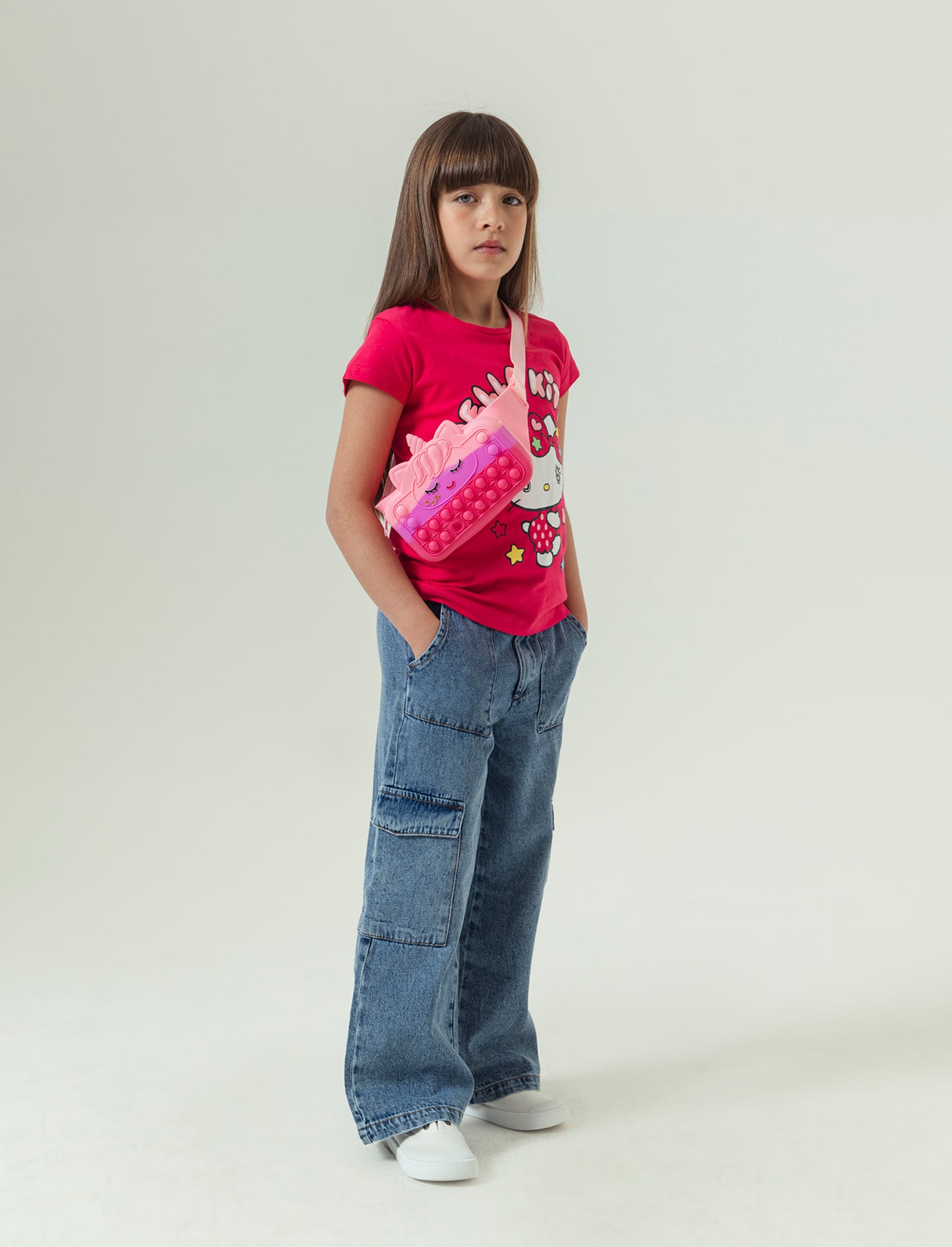T-shirt Hello Kitty-Kuromi da bambina - Corallo