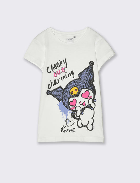 T-shirt Hello Kitty-Kuromi da bambina - Bianco