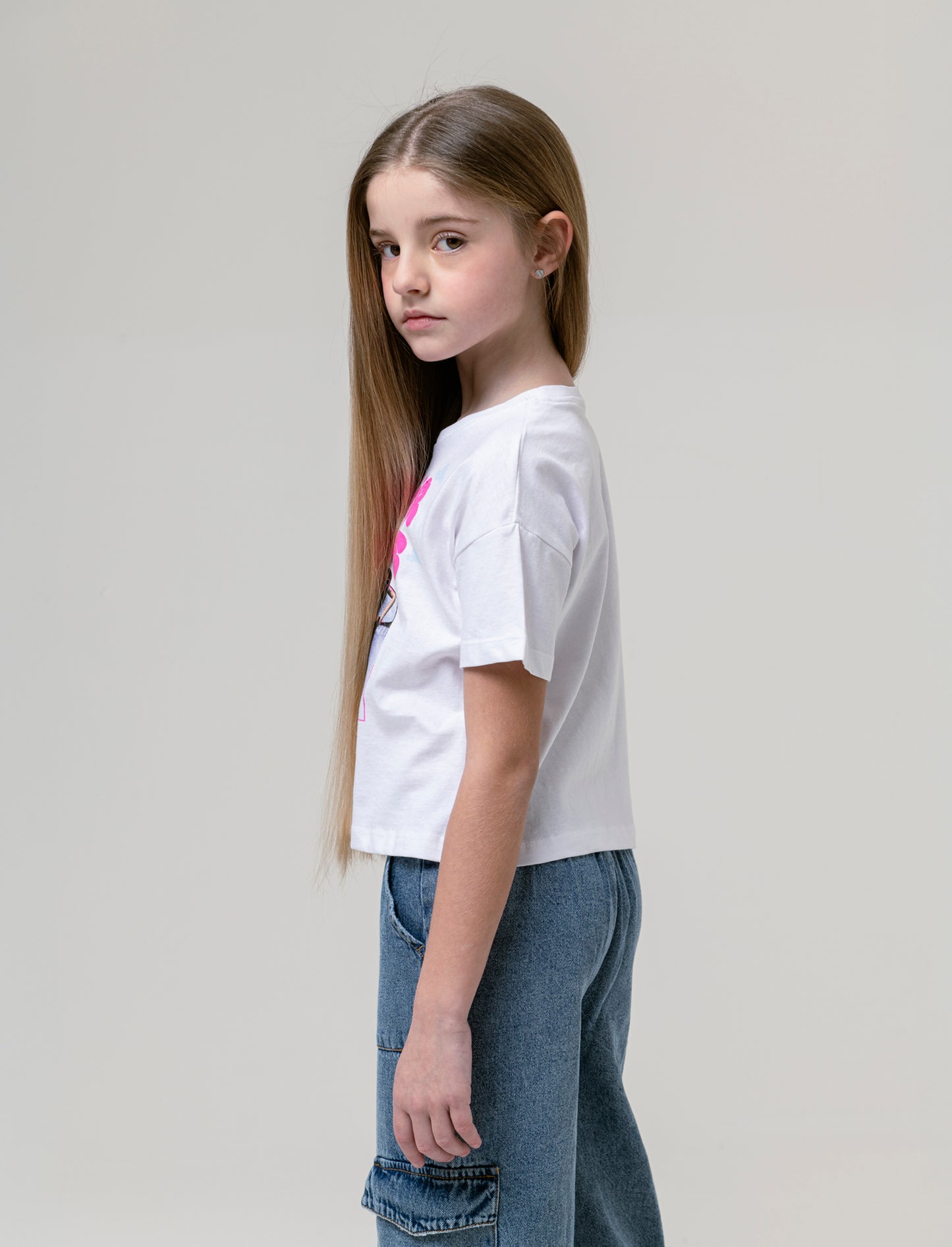 T-shirt Barbie modello over da bambina - Bianco