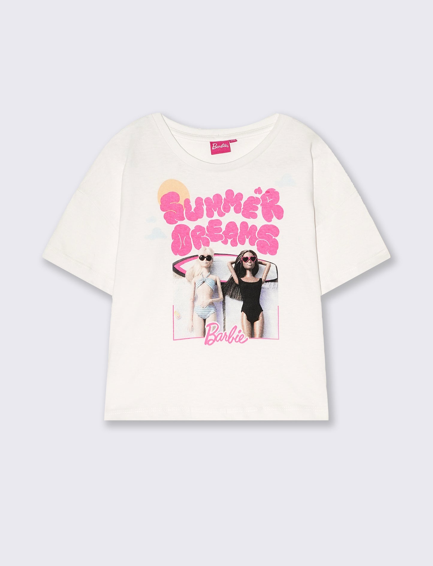 T-shirt Barbie modello over da bambina - Bianco