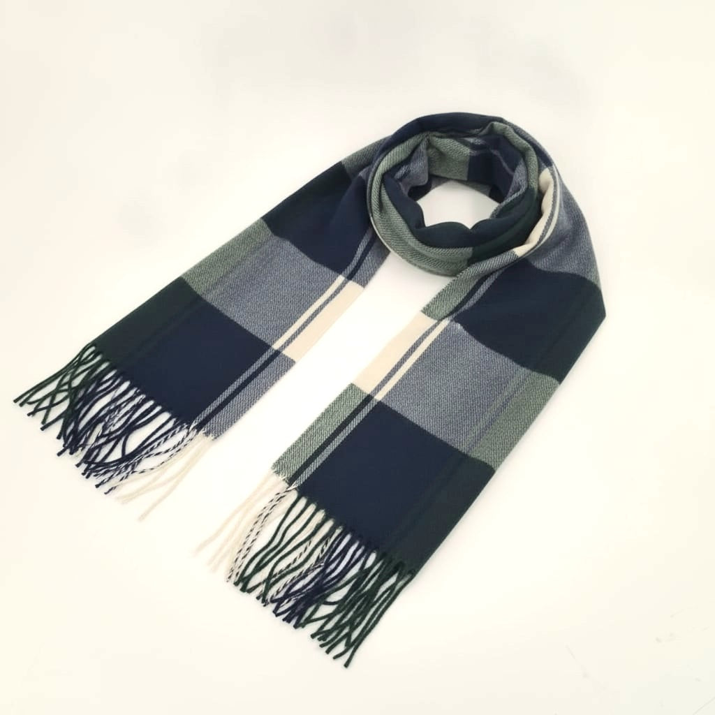 Sciarpa a quadri con frange per uomo - Beige
