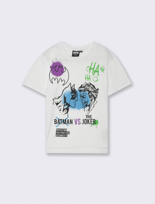T-shirt con stampa Batman da bambino - Bianco