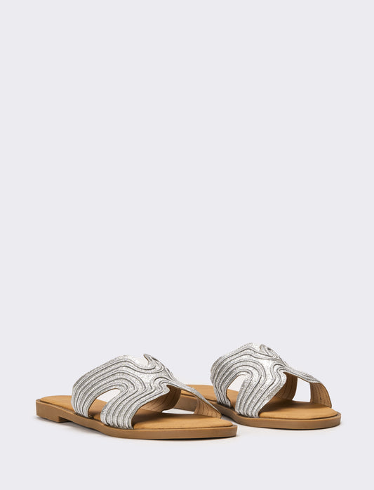 Mule laminata da donna - Argento