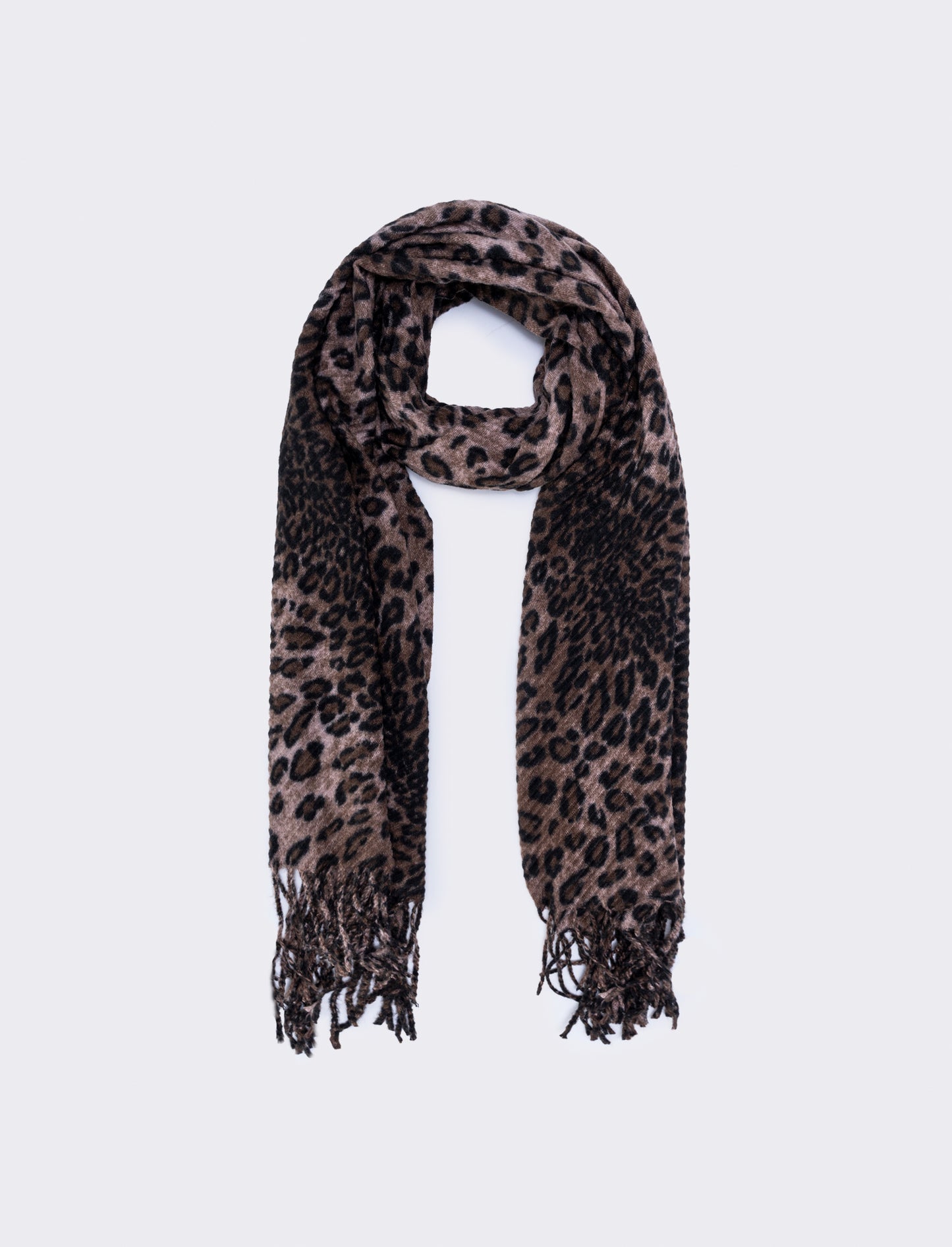 Sciarpa plissettata con frange animalier - Leopardato
