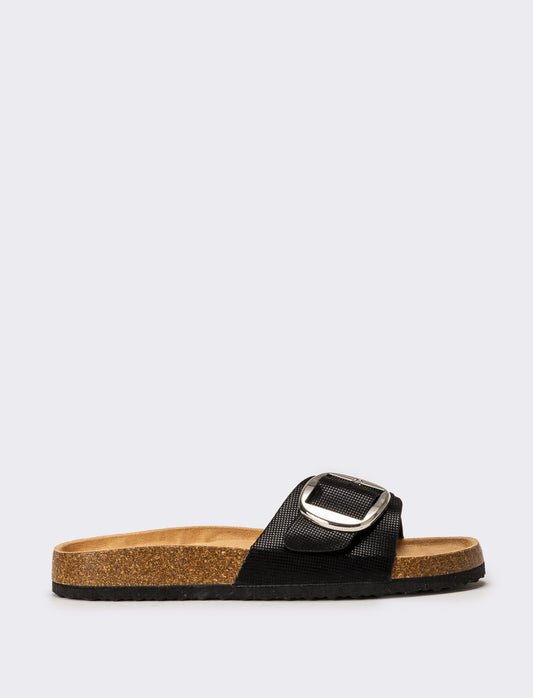 Sandalo flat da donna - Nero