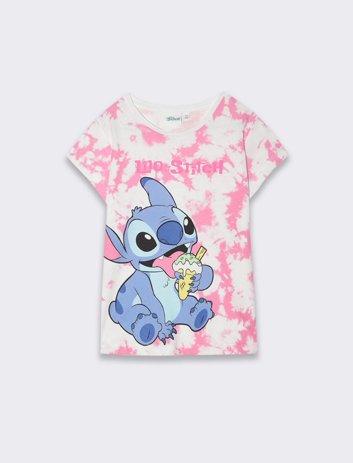 T-shirt stampata tye-dye con stampa Stitch da bambina - Fantasia