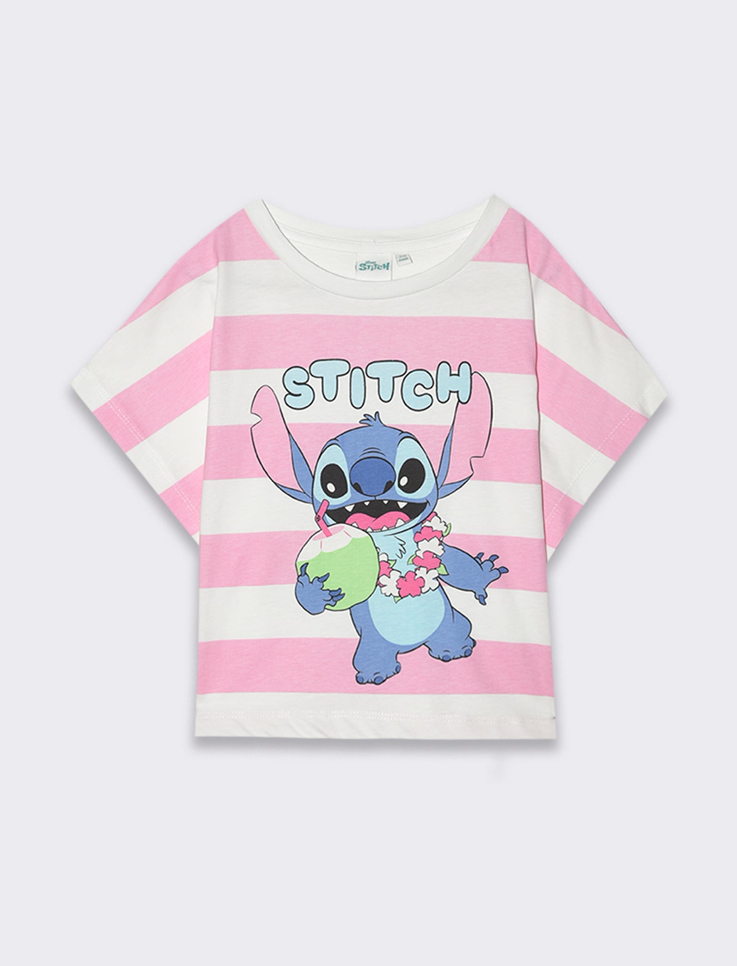 T-shirt rigata con stampa Stitch da bambina - Righe