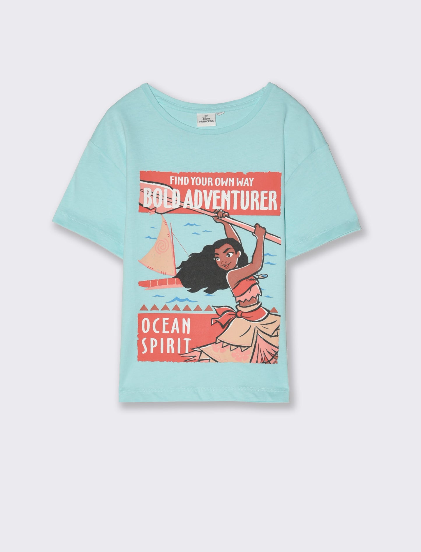 T-shirt colorata con stampa Oceania da bambina - Verde acqua