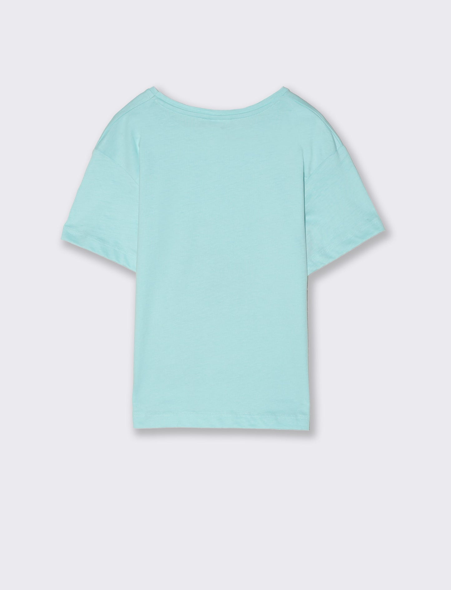 T-shirt colorata con stampa Oceania da bambina - Verde acqua